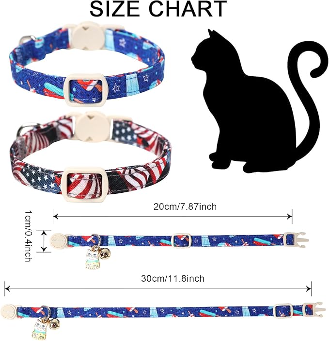 Cat Collar, 2 Pack 4th og July Cat Collars Breakaway - Image 3