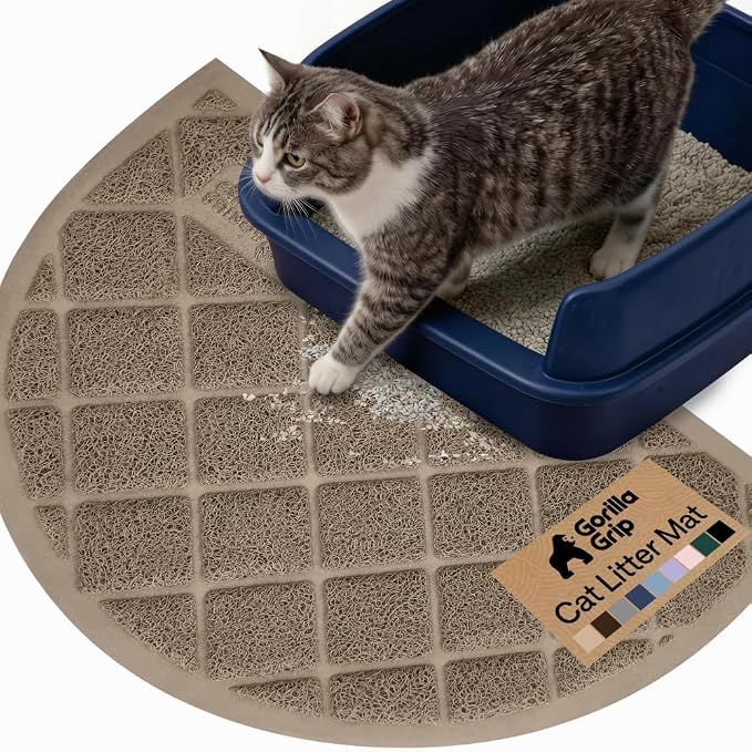 GORILLA GRIP Cat Litter Box Mat, Water Resistant, US Designed Kitty Litter by GorillaGrip