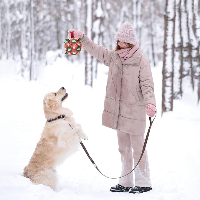 QDAN Christmas Dog Toys: Soccer Ball - Image 2