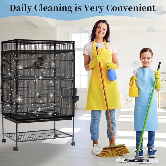 Daoeny Bird Cage Seed Catcher, Large Bird Cage Cover, Adjustable Soft Airy - Image 7