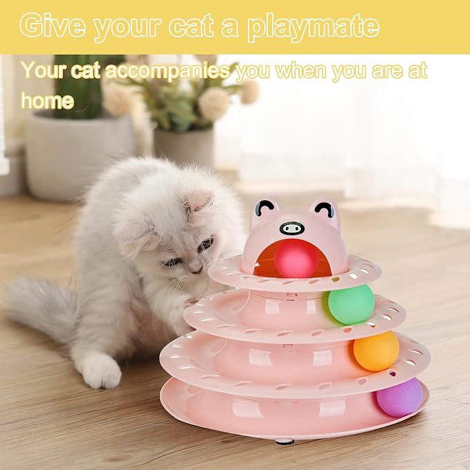 Gefryco Cat Toys 4-Tier Roller Track, Turntable Cat Tower Toy - Image 6