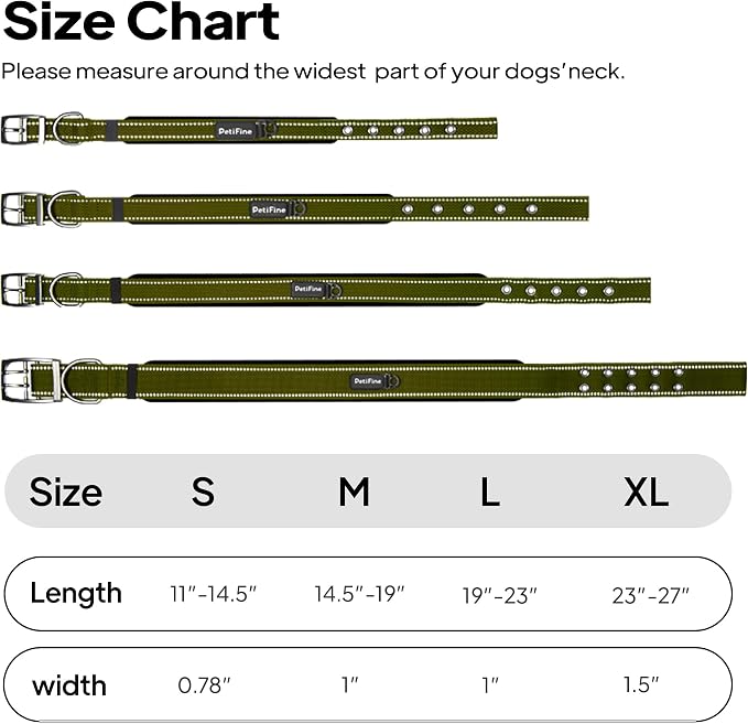 PetiFine Dog Collars for Medium Dogs, Neoprene Padded and Adjustable, - Image 7