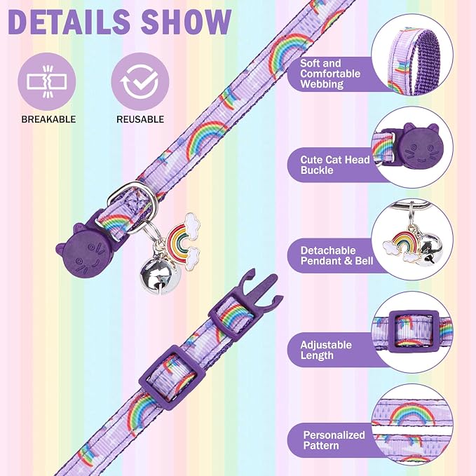 SCENEREAL Cat Collar with Bells, Safety Kitten Collar - Image 2