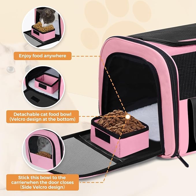 Soft Cat Carrier for Pets Up to 25 lbs, Cat Pet Travel Bag - Image 5
