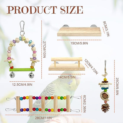 5-in-1 Parakeet Toys Set: Detachable Bird Playground - Image 2