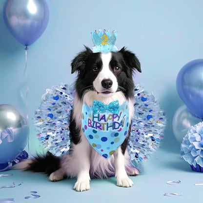 hoyuwak Dog Birthday Party Supplies Girl Dog Birthday Bandana Tutu Set Cute Hat - Image 6