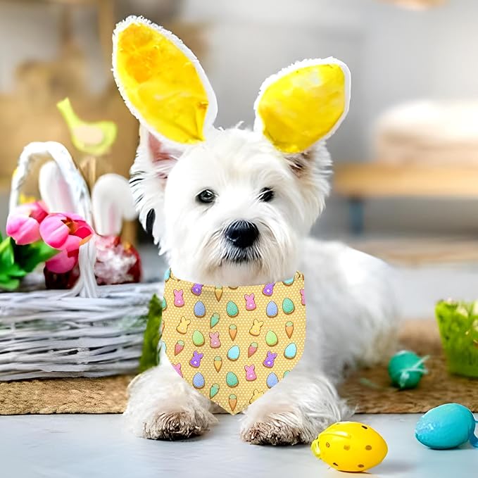 Easter Dog Bandana, 2 Pack Adjustable Holiday Party Pets Rabbit Easter Egg - Image 6