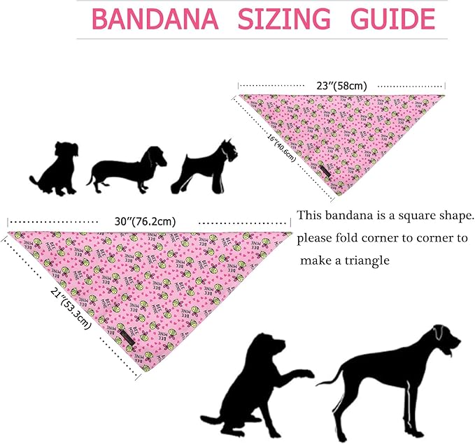 ARING PET Bee Dog Bandanas, Spring Yellow Pink Bees Pet Bandana Scarf Triangle - Image 6