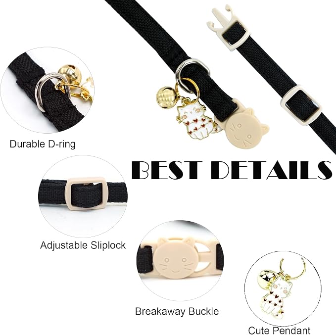 Elegant little tail 2 Pack Cat Collar- White Linnet Cat Collars Breakaway - Image 2