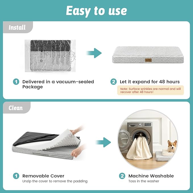 Dog Crate Bed for Medium Small Size Dogs, Rectangular Orthopedic Dog Beds - Image 7