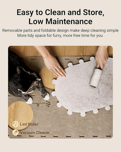 DownyPaws Cat House for Indoor Cats, 2-Storey Foldable Cat Bed Cave, Felt Cats - Image 7