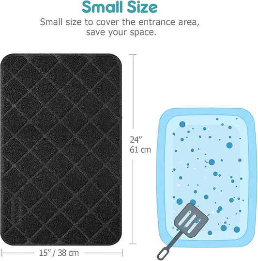 PVC Cat Litter Mat 24" x 15" Inch Black, Less Waste Cat Litter Box Mat - Image 2