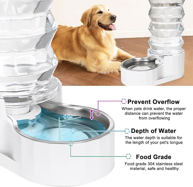 RIZZARI Gravity Dog Water Dispenser: 8L Large Auto-Refill Stainless Steel Pet - Image 5