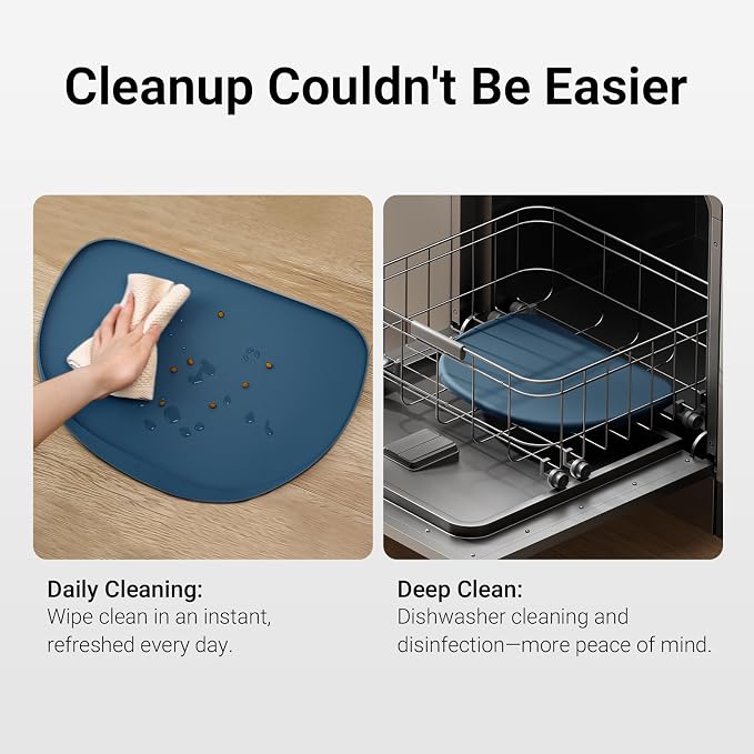 DownyPaws Dog Food Mats for Floors Waterproof, BPA Free Silicone Dog Bowl Mat - Image 8