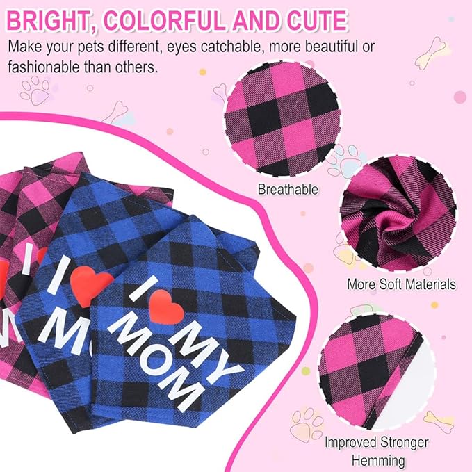 GreenJoy Cute Plaid Dog Bandana – Washable Pet Triangle Scarf - Image 5