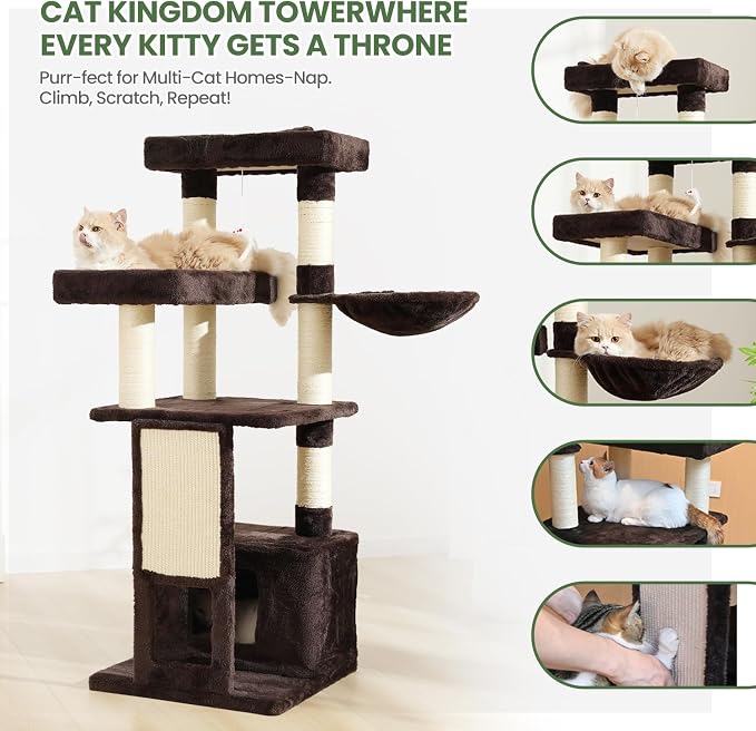Cat Tree, 50.31-Inch Cat Tower for Indoor Cats, Cat House - Image 3