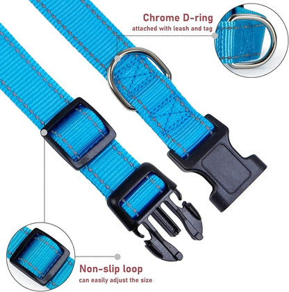 Reflective Dog Collar with Buckle Adjustable Safety Nylon Collars - Image 3