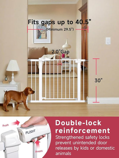 Baby Gate for Stairs, 29.5-40.5" Dog Gate for Doorways, Walk Thru Auto Close - Image 2