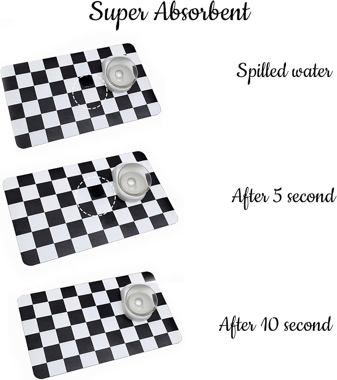 Ralxion Checkered Dog Feeding Mat, Absorbent Mats - Image 4