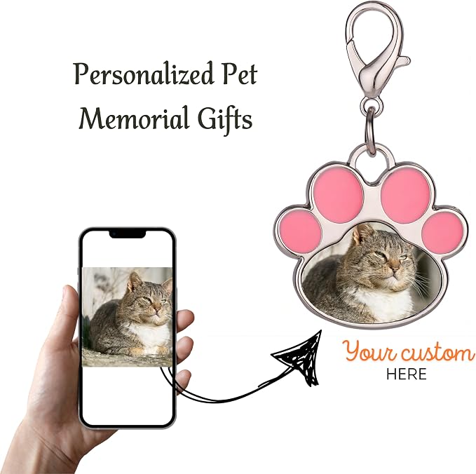 Custom Pet Photo Keychain Personalized Photo Pawprint Dog Tag Keychain Engraved - Image 5