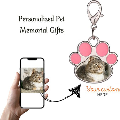 Custom Pet Photo Keychain Personalized Photo Pawprint Dog Tag Keychain Engraved - Image 5