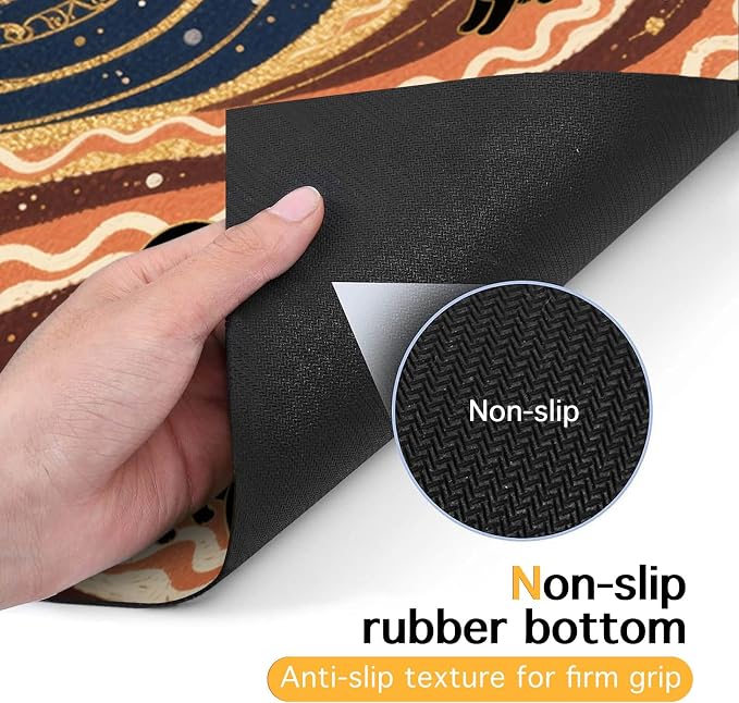 Pet Feedings Mats 20x12 inch Black Cat Design Pet Bowl Placemat Non Slip Mat - Image 7
