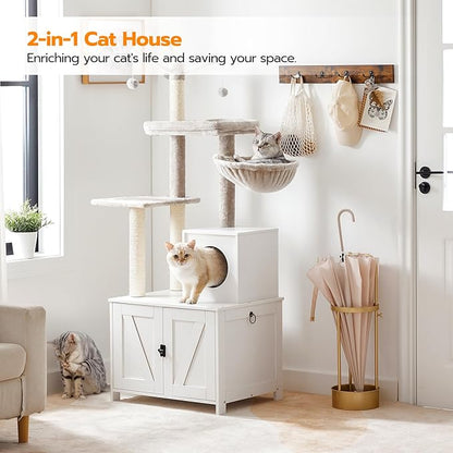 HOOBRO Cat Tree Tower with Litter Box Enclosure - Image 3