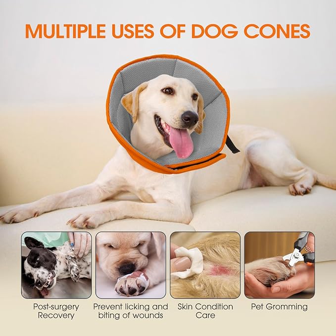 Dog Cone for Large Dogs After Surgery, Adjustable Soft Recovery Cone Collar for - Image 5