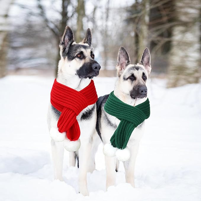 BWOGUE 2-Piece Knitted Dog Christmas Scarf & Bandana - Image 5