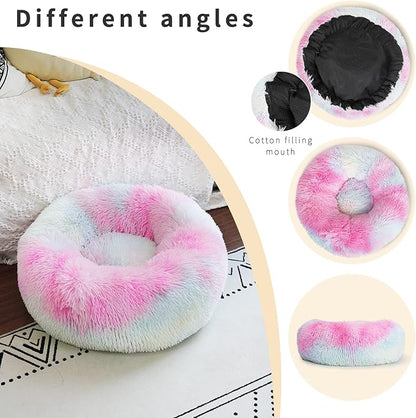 nononfish Puppy Bed for Calming Dog 19Inches Peach Anti-Anxiety Donut Bed for - Image 3