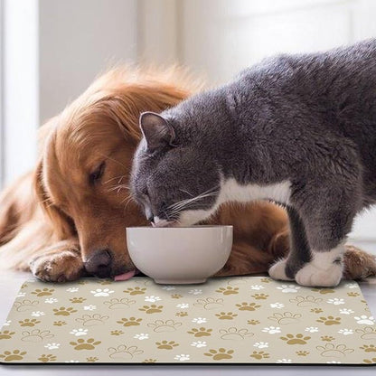 Dog Food Mat, Absorbent Water Bowl Mats Cat Pet Feeding Placemats Beige 16 * 24 - Image 7
