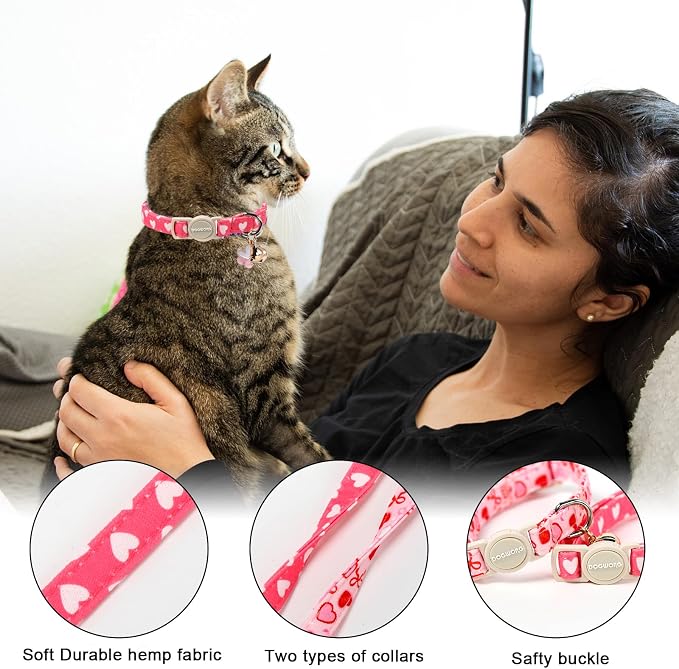 Valentine's Day Cat Collar, 2 Pack Cat Collars Breakaway - Image 2