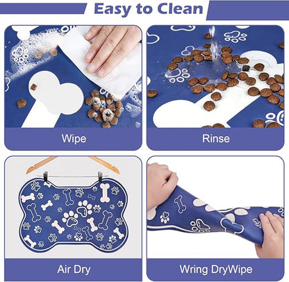 Dog Cat Mat for Food and Water, Rapid Absorbent Pet Feeding Mat, Bone Shaped - Image 5
