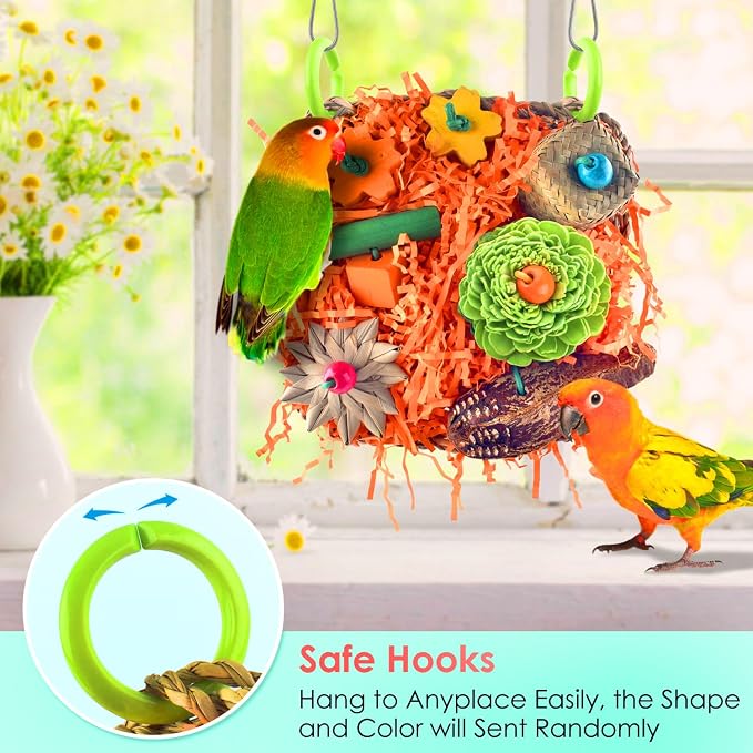 KATUMO Bird Toys, 2 Pack Bird Grass Mat Foraging Wall Toys Parrot Shredder Toys - Image 6