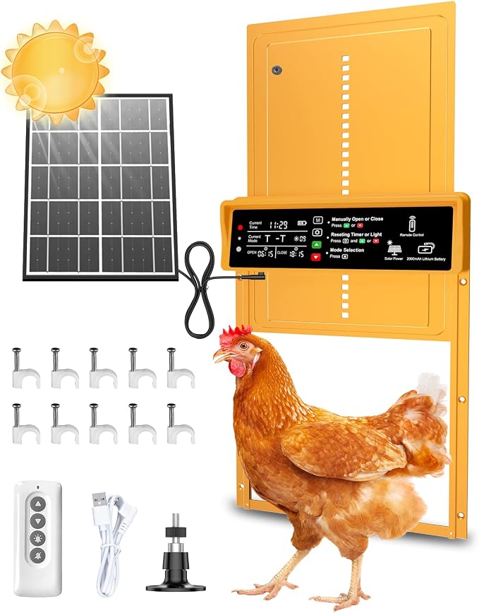 2025 Upgrade 7W Solar Power Chicken Door, Pet Deluxe Automatic Chicken Coop Door by PetDeluxe