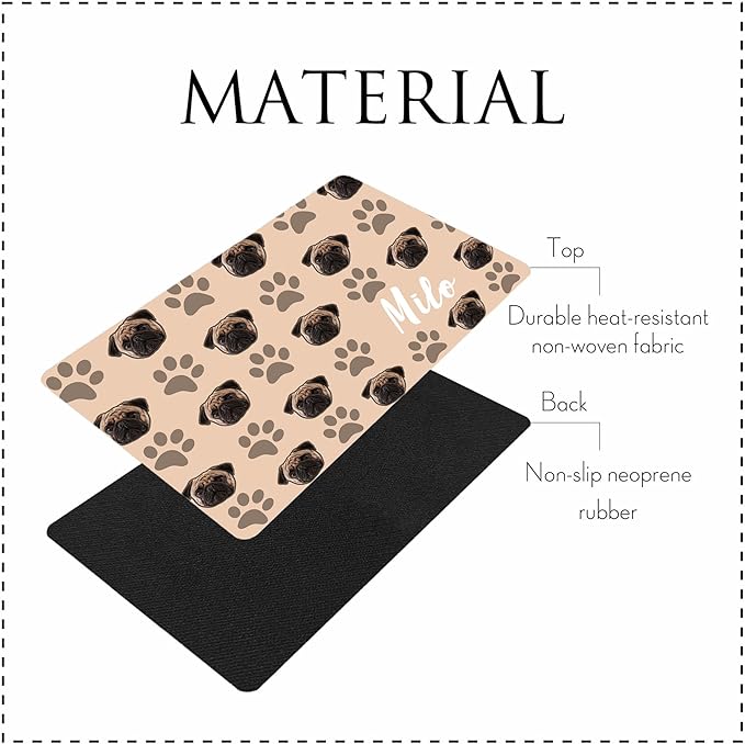 Personalized Dog Cat Mat with Name Photo Custom Placemat Feeding Mats - Image 3