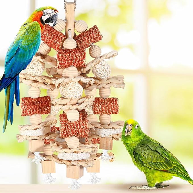 Bird Toys - Natural Corn Cob and Loofah Slices - Image 2