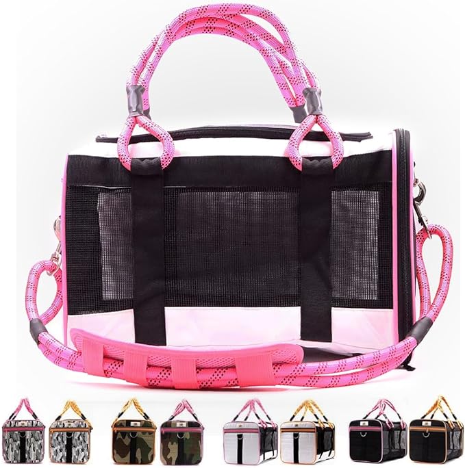Buddy's Best Airline Approved Pet Carrier – White & Pink Heavy Duty, Fits Under by Buddysbest