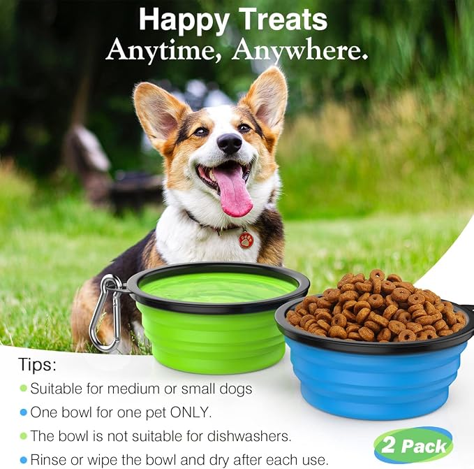 Pawaboo Collapsible Dog Bowls 2 Pack, Silicone Feeding Watering Bowls - Image 5