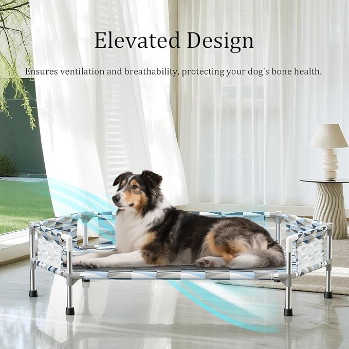 Elevated Dog Bed with Guardrail, Cooling Outdoor Pet Cot with 5-Sided - Image 4