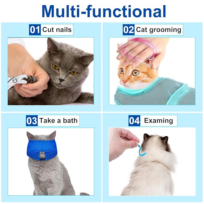10 Pcs Cat Bathing Bag Set Pet Mesh Shower Bag Anti Bite and Scratch Pet - Image 5