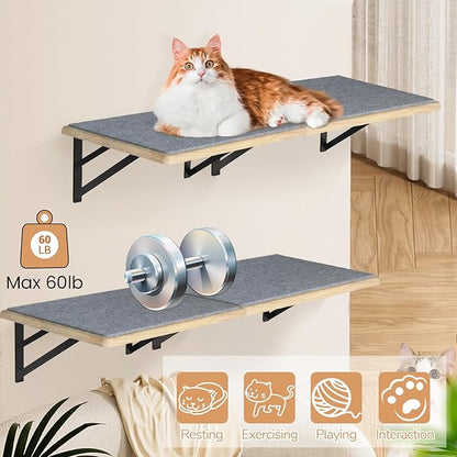 Burlywood Cat Shelves: Set of 4 Wood Cat Furniture Indoors - Image 5