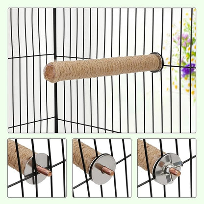 Hypeety Bird Perch Stand Natural Wood Parrot Hemp Rope Perch Birdcage - Image 4