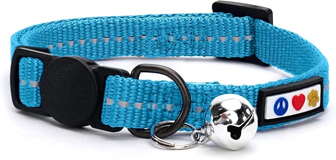 Pawtitas Recycled Teal Reflective Cat Collar – Eco-Friendly Breakaway Safety by Pawtitas