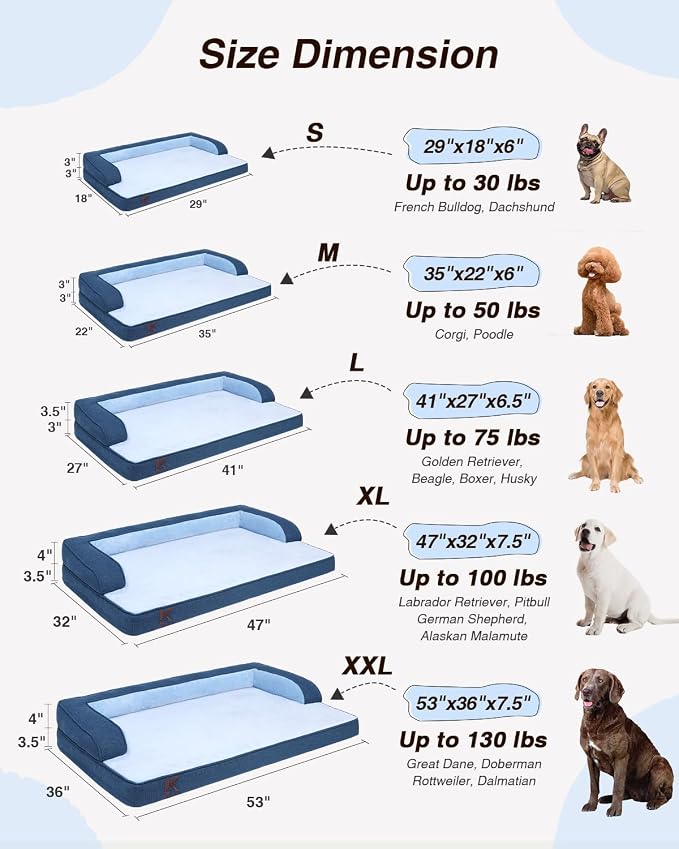 KSIIA Washable Dog Bed XL Senior Dog, Orthopedic Warm Soft Pet Sofa Waterproof - Image 7