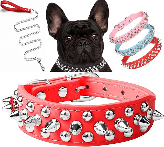 Spiked Dog Collar Soft Pu Leather Mushrooms Rivet Spike Studded Puppy by Unknown