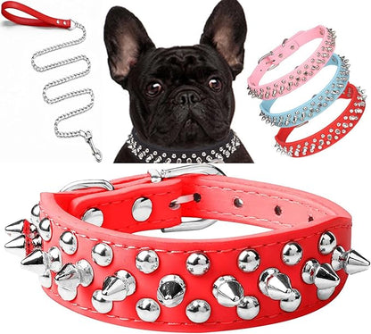 Spiked Dog Collar Soft Pu Leather Mushrooms Rivet Spike Studded Puppy by Unknown