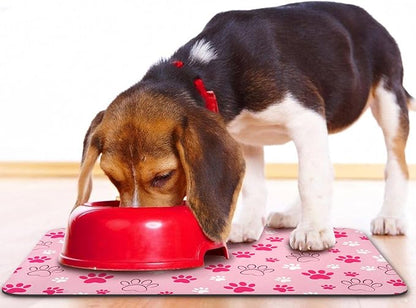 Dog Food Mat, Absorbent Water Bowl Mats Cat Pet Feeding Placemats Pink 16 * 24 - Image 6
