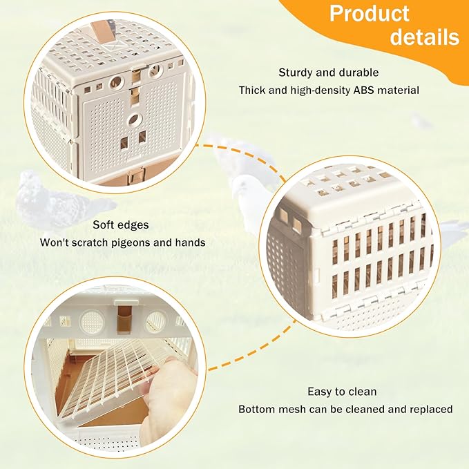 Folding Pigeon Cage Racing Pigeons Travel Cage Pairing Cage Plastic Two Doors - Image 5