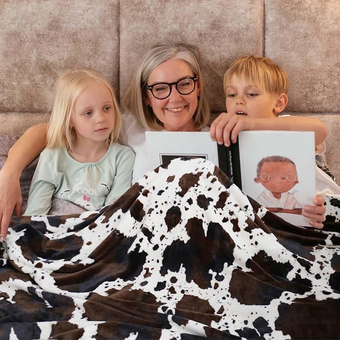 Bnuitland Brown Cow Print Blanket, Large Size 108x90 Inches - Image 5